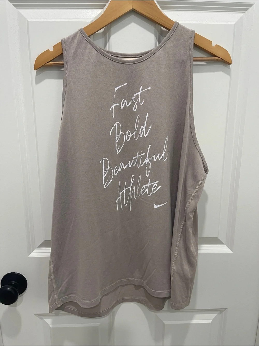 Nike Tee — Light Taupe with Black Print